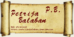 Petrija Balaban vizit kartica